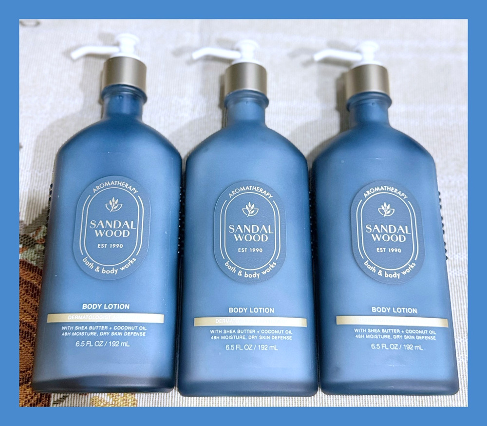 Bath & Body Works 6.5 oz Aroma Sandalwood Moisturizing Body Lotion x3